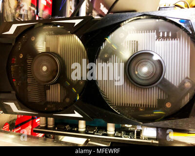 Rotating cooler of video card Stock Photo