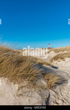 Amrum Lighthouse on the North Sea island of Amrum, North Sea coast, orientation, Wittduen, Amrum, Schleswig-Holstein, Germany, Europe Stock Photo