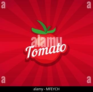 Tomato on Red Background Stock Vector
