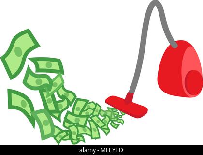 Vacuum cleaner gather money Stock Vector