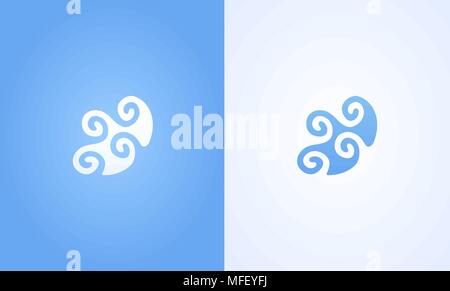Sign of Wave ripple on white and blue background Stock Vector