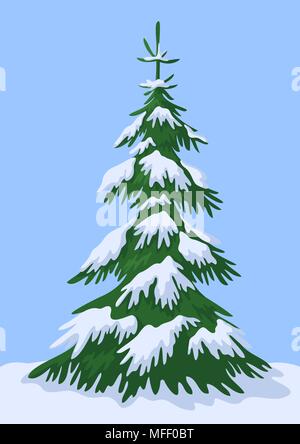 Winter Landscape, Fir Tree Stock Vector