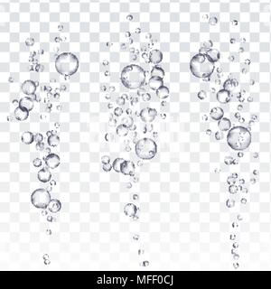 Underwater Bubbles Vector. Fizzy Aqua Sparkles In Water, Undersea. Effervescent Medicine. Transparent Realistic Isolated Illustration Stock Vector
