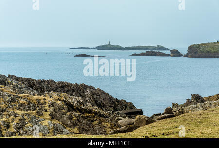 A  view of the rugged coastline at Rhoscolyn on Anglesey Stock Photo
