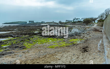 A view of the rugged coastline at Rhoscolyn on Anglesey Stock Photo