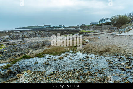 A view of the rugged coastline at Rhoscolyn on Anglesey Stock Photo