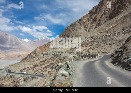 Roads of Ladakh, India. Mountain road in Himalayas Stock Photo