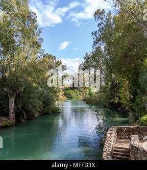 Shores of Jordan River at Baptismal Site, Israel Stock Photo