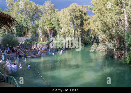 Shores of Jordan River at Baptismal Site, Israel Stock Photo