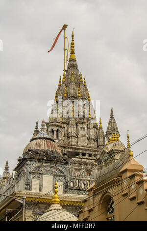 Spire of Calcutta Jain Temple, Badridas Temple Street, Kolkata, West Bengal, India Stock Photo