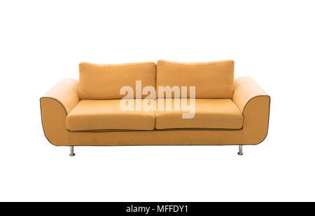 Sofa yellow close up isolated on white background Stock Photo
