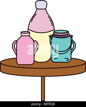 color preserve mason glass jar in the table Stock Vector