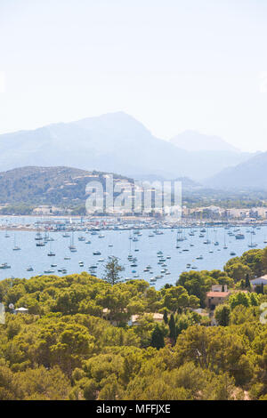 Port de Pollenca, Mallorca, Spain - Marvelous view upon Port de Pollenca Stock Photo