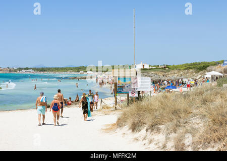 Platja d'es Trenc, Mallorca, Spain - AUGUST 2016 - Tourists enjoying their vacations at the beach of Platja d'es Trenc Stock Photo