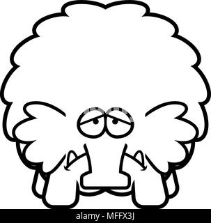 A cartoon illustration of a woolly mammoth looking sad. Stock Vector