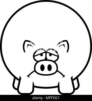 sick face clipart black and white pig