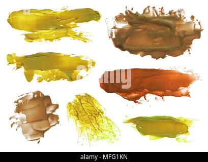 collection of abstract acrylic brush strokes blots Stock Photo