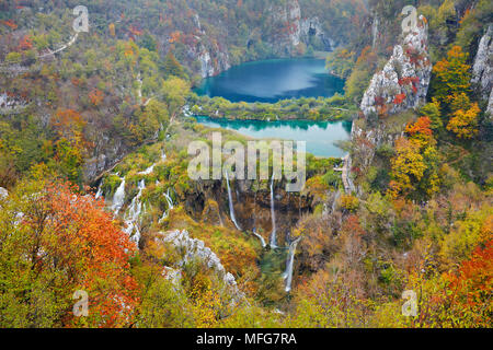 Plitvice Lakes National Park, autumn landscape, Plitvice, Croatia, UNESCO Stock Photo