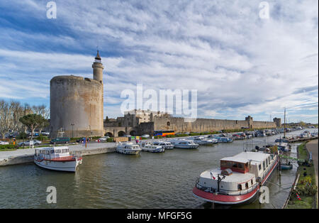 Aigues Mortes city - Walls and Tower of Constance - Camargue - France Stock Photo