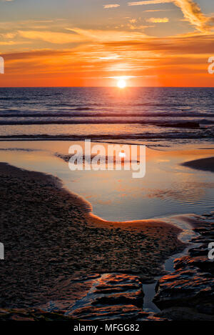 Trebarwith Strand, Cornwall, United Kingdom. Stock Photo