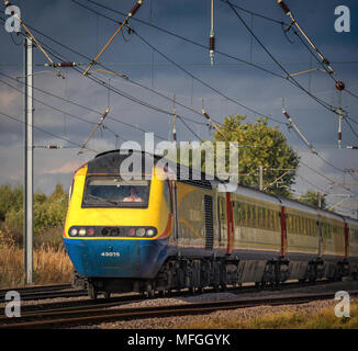 East Midlands HST on the East Coast Main Line at Torworth, Nottinghamshire, UK. Stock Photo