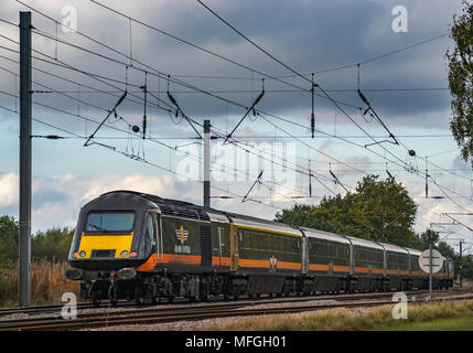 Grand Central Trains HST on the East Coast Main Line at Torworth, Nottinghamshire, UK. Stock Photo