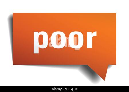 poor orange 3d square isolated speech bubble Stock Vector