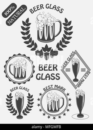 Vintage craft beer brewery emblems, labels and design elements. Beer my best friend. Vector illustration Stock Vector