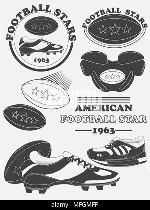 American football fantasy league labels, emblems and design elements. Vector illustration Stock Vector