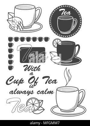 Set of vintage tea labels, badges and design elements. Vector Stock ...