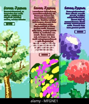 Colored banners with tree, flower and abstraction with space for your advertising. Vector illustration Stock Vector