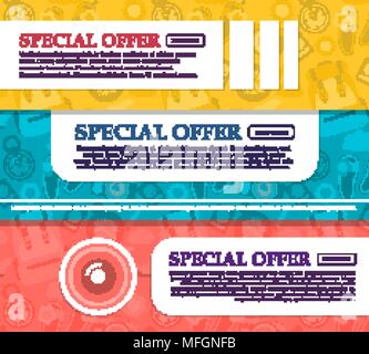 Three horizontal banners on the theme of travel and vacation with place for your text. Flat style. Vector illustration Stock Vector