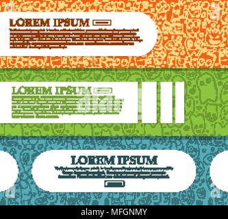 Set of horizontal banners with funny monsters and place for your text. Vector illustration Stock Vector