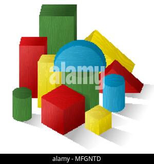 A set of geometric shapes. Childrens games. Puzzles. Vector illustration Stock Vector