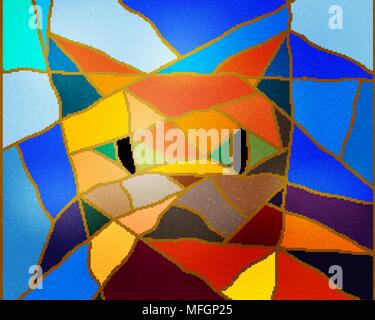 Abstract background with mosaic and silhouette of a cat. Vector illustration Stock Vector