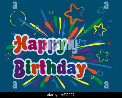 A birthday card with a beautiful and colorful salute. Vector illustration Stock Vector