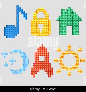 a set of pixel icons for your individual design. Vector illustration Stock Vector