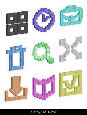a set of pixel icons for your individual design. Vector illustration Stock Vector