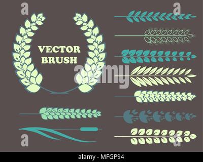 a set of brushes in the form of wheat for your design. Vector illustration Stock Vector