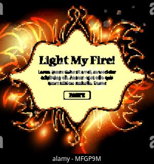 Bright background for advertising and text with fiery effects. Vector illustration Stock Vector