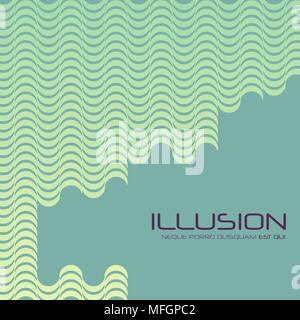 Abstract green illusory background with waves. Vector illustration Stock Vector
