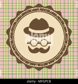 Hipster style. Hat, glasses, wool on a light background. Fathers Day. Vector illustration Stock Vector