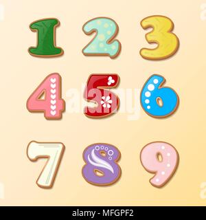 dial on a light background and numbers in the form of cookies. Vector illustration Stock Vector
