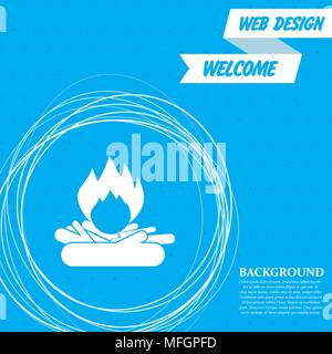 Fire Icon on a blue background with abstract circles around and place for your text. Vector illustration Stock Vector