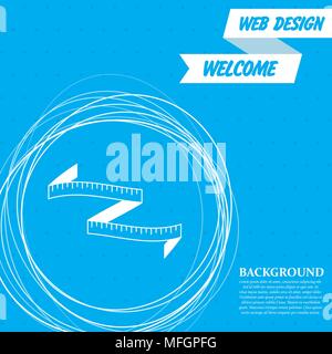 Measuring tape icon on a blue background with abstract circles around and place for your text. Vector illustration Stock Vector