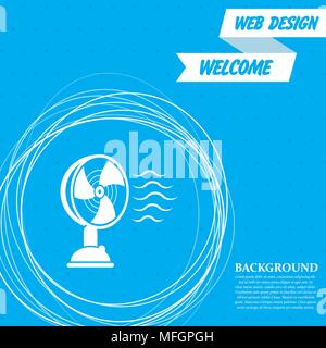 Fan icon on a blue background with abstract circles around and place for your text. Vector illustration Stock Vector