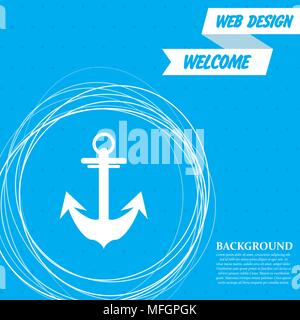 Anchor icon on a blue background with abstract circles around and place for your text. Vector illustration Stock Vector