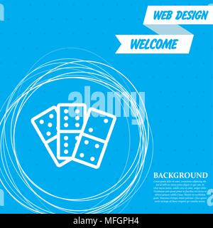 domino icon on a blue background with abstract circles around and place for your text. Vector illustration Stock Vector