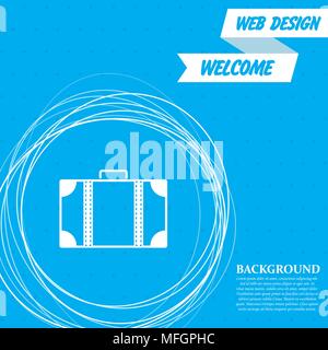 luggage icon on a blue background with abstract circles around and place for your text. Vector illustration Stock Vector