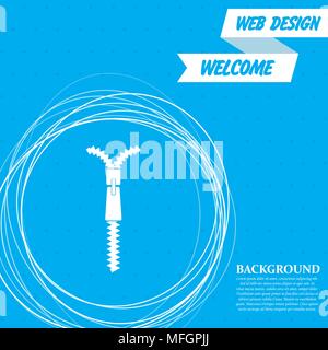 Zip icon on a blue background with abstract circles around and place for your text. Vector illustration Stock Vector